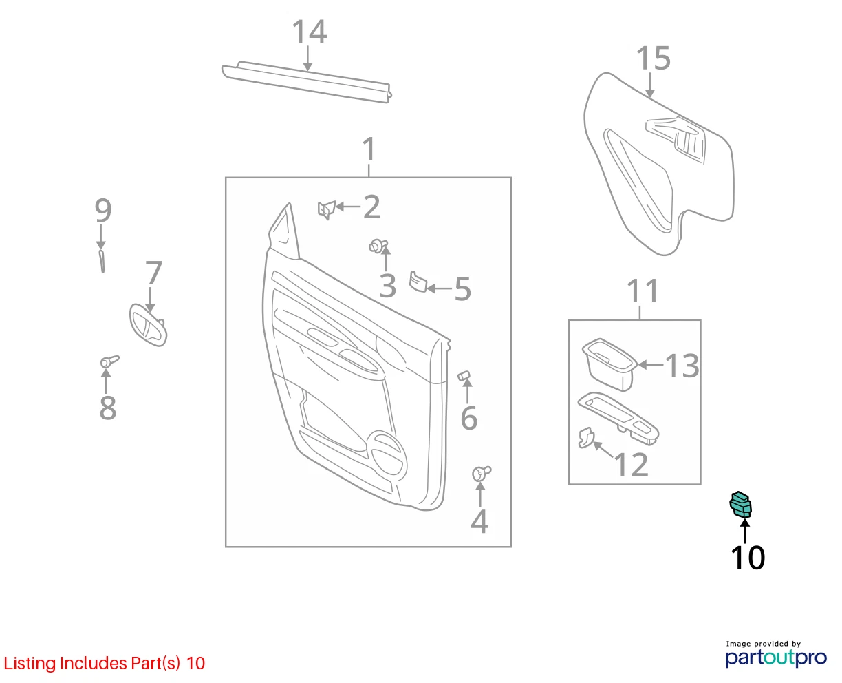 2002 2003 BUICK RENDEZVOUS REAR LEFT SIDE WINDOW SWITCH W/ BEZEL TRIM 10422429