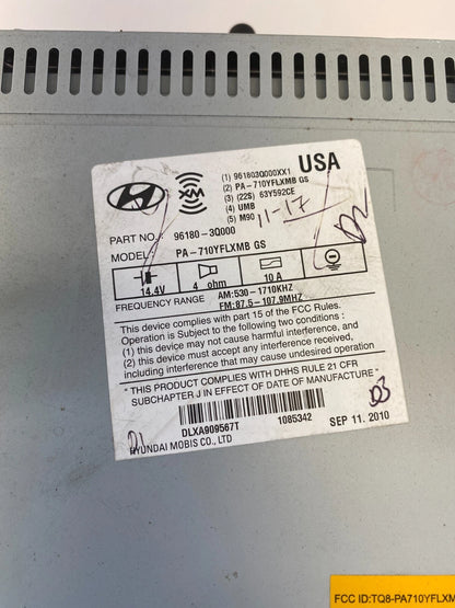 2011 HYUNDAI SONATA AM/FM XM RADIO CD PLAYER RECEIVER UNIT 96180-3Q000 OEM