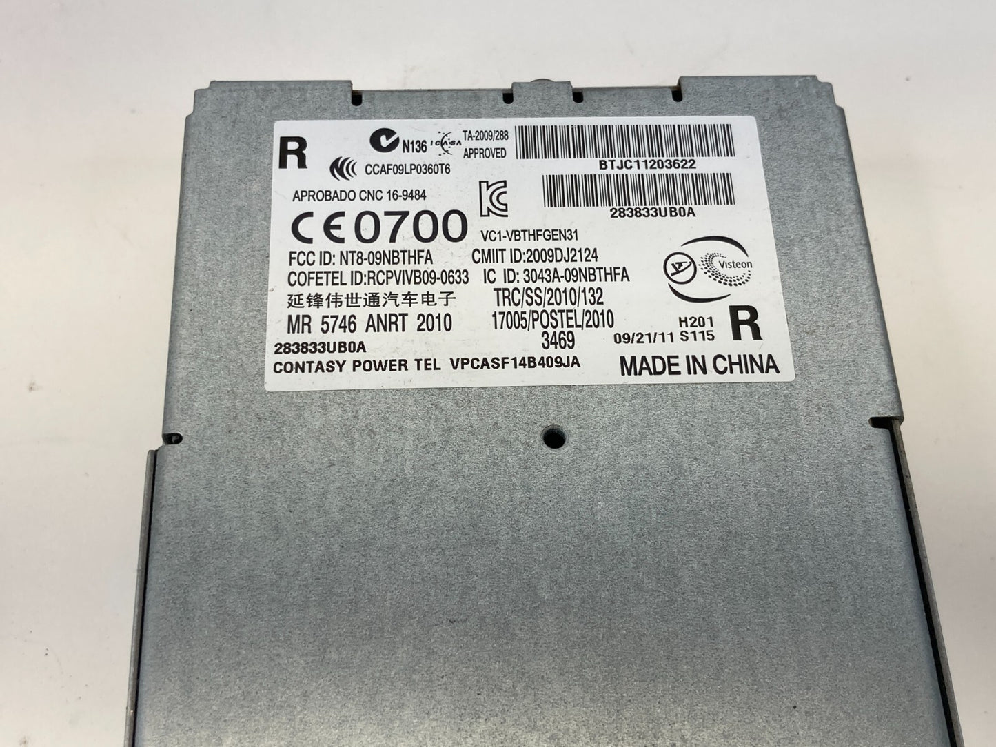 11-13 Nissan Rogue 2.5L Mobile Phone Communication Control Module 283833UB0A OEM