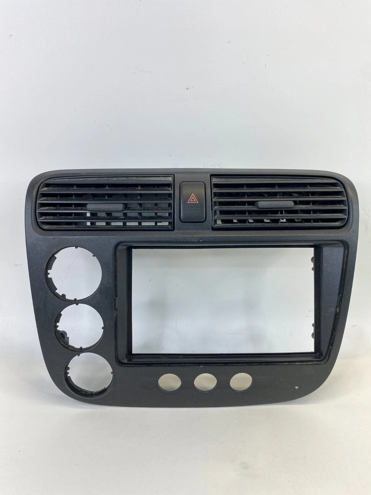 01-05 HONDA CIVIC CENTER DASH RADIO CLIMATE BEZEL PANEL W/ AIR VENT & HAZARD OEM