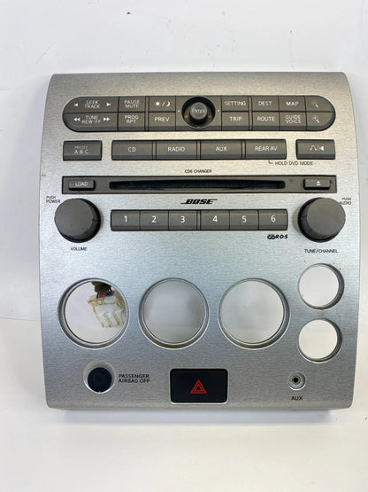 05 06 NISSAN ARMADA CD RADIO PLAYER RECEIVER CLIMATE HEATER CONTROL BEZEL PANEL