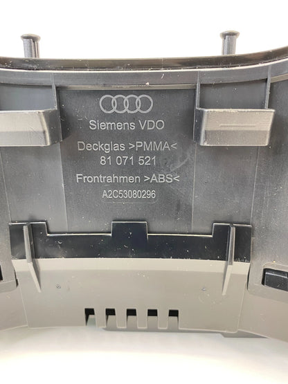 2007 2008 AUDI A3 MANUAL INSTRUMENT CLUSTER SPEEDOMETER 153K Miles 8P0920981N