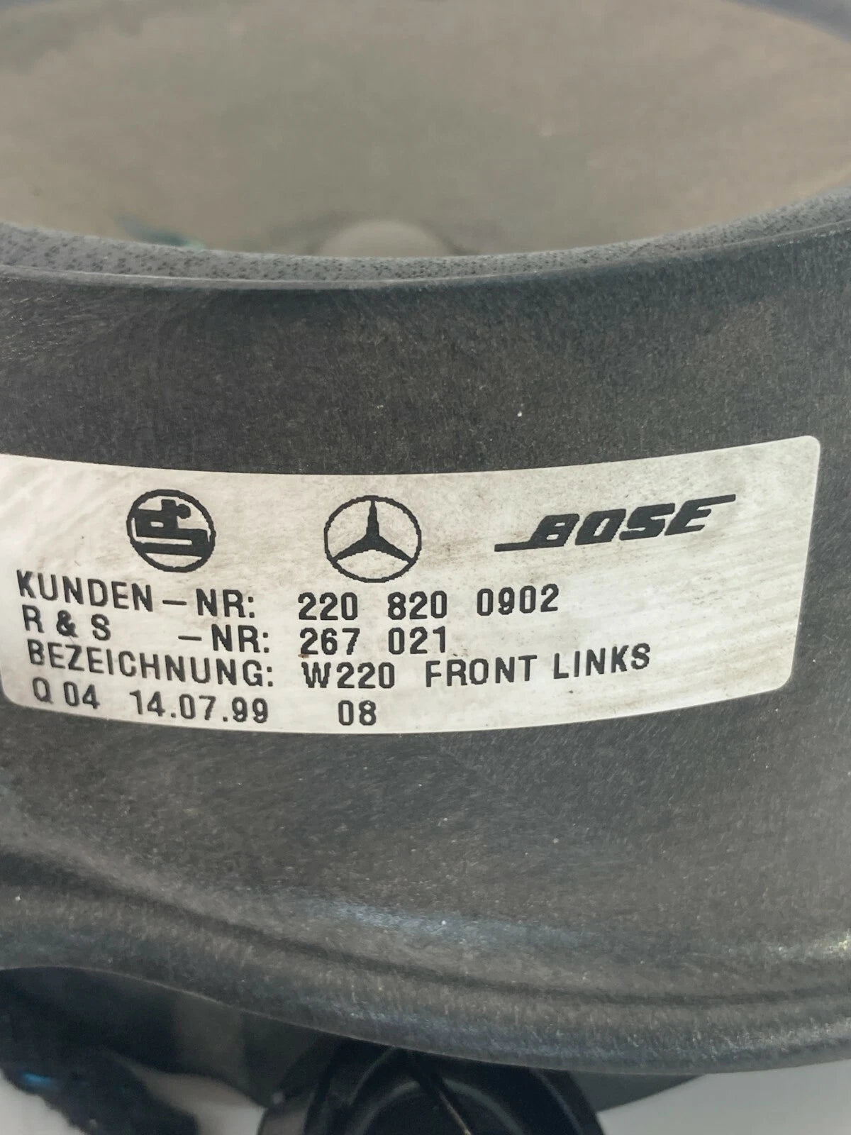 2000-2006 MERCEDES-BENZ S 500 FRONT LEFT DOOR SOUND SYSTEM AUDIO SPEAKER OEM