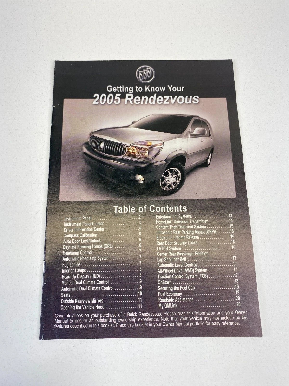2005 BUICK RENDEZVOUS OWNERS MANUAL WARRANTY BOOK W/ CASE & CD