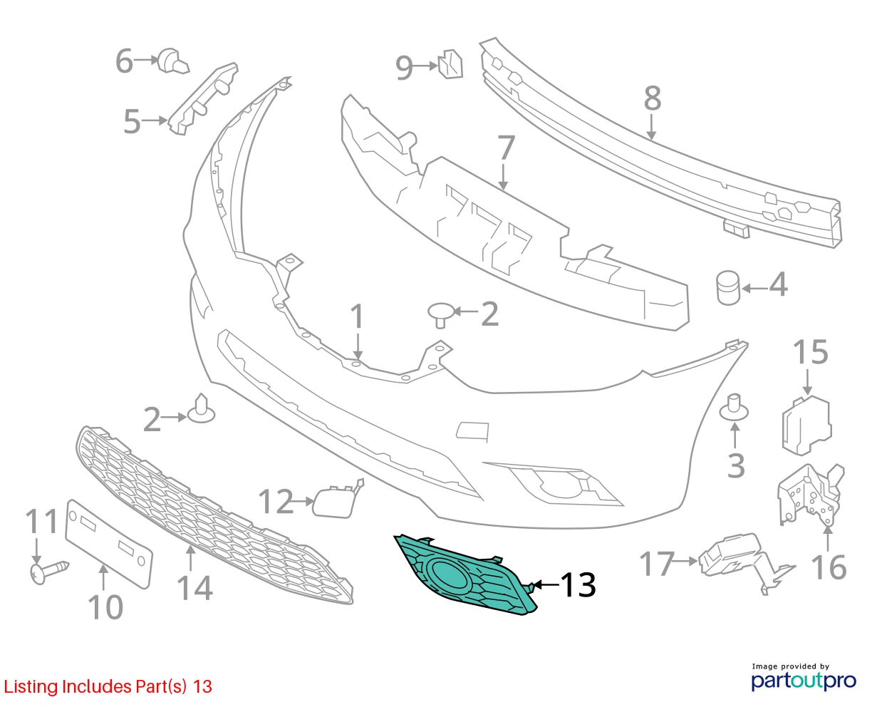 16-19 NISSAN SENTRA FRONT RIGHT SIDE FOG LIGHT LAMP GRILLE COVER 622564AF0B OEM