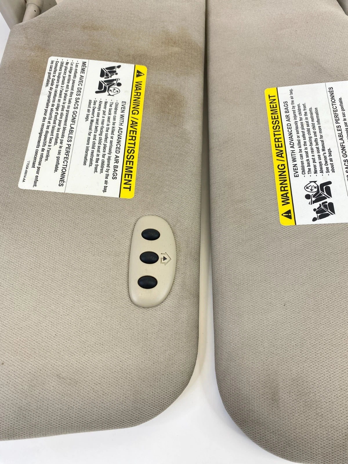 2010 2011 FORD TAURUS LEFT & RIGHT SIDE SUN VISOR SET PAIR W/ GARAGE OPENER OEM