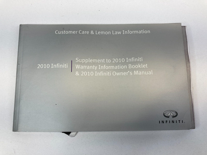 2010 10 Infiniti G37 Sedan Owner's Manual Warranty Information Guide Booklet Set