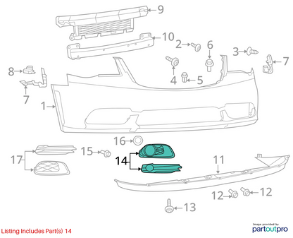 2008-2011 CHRYSLER TOWN & COUNTRY FRONT RIGHT BUMPER FOG LIGHT BEZEL 5113234AA