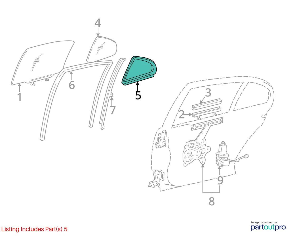 98-05 LEXUS GS300 LEFT DRIVER SIDE REAR DOOR VENT GLASS WINDOW 68189-30100 OEM
