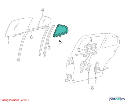 98-05 LEXUS GS300 LEFT DRIVER SIDE REAR DOOR VENT GLASS WINDOW 68189-30100 OEM