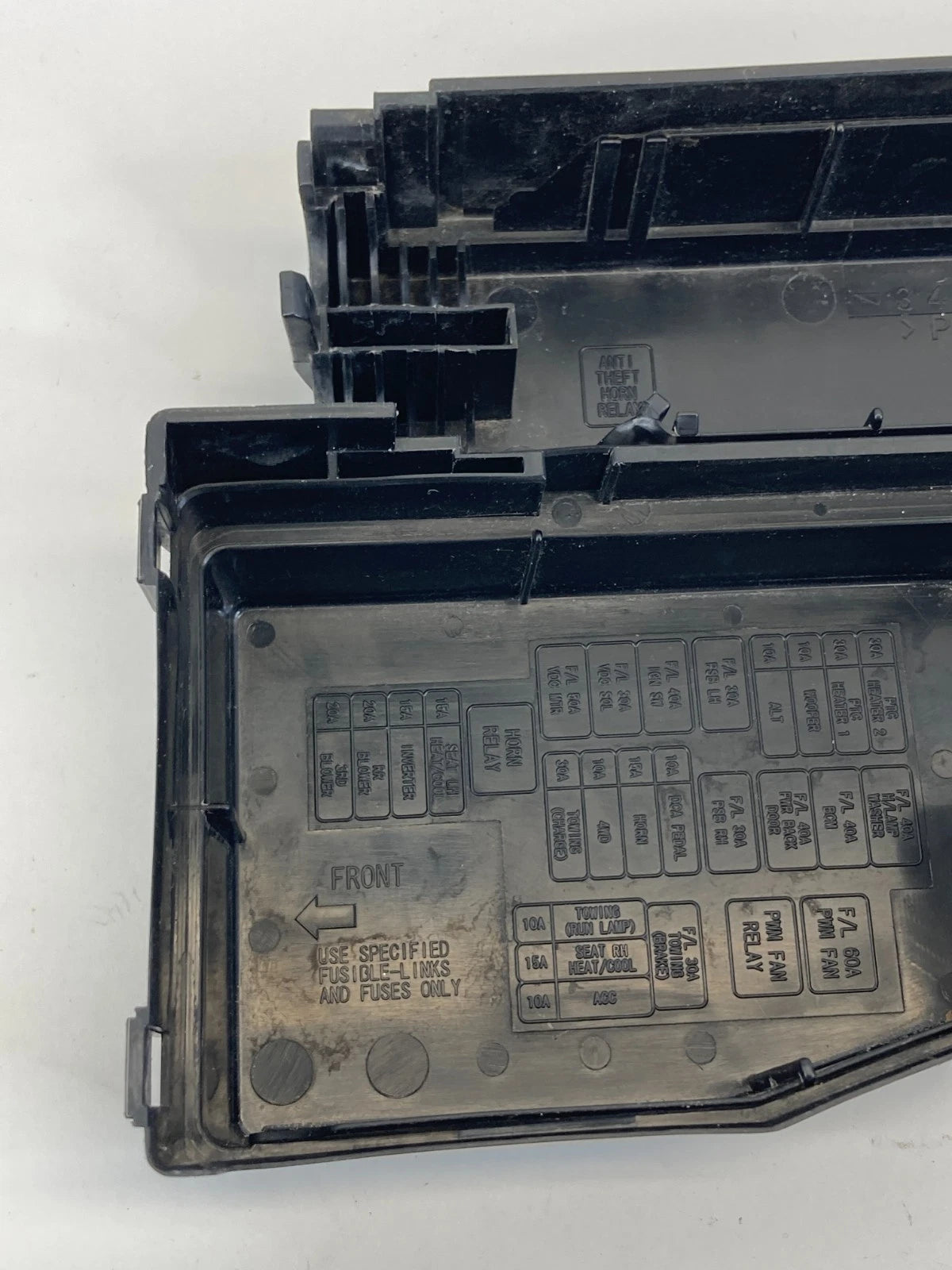 2013 13 INFINITI JX35 3.5L 24V AWD ENGINE FUSE RELAY BOX FUSEBOX COVER LID TOP