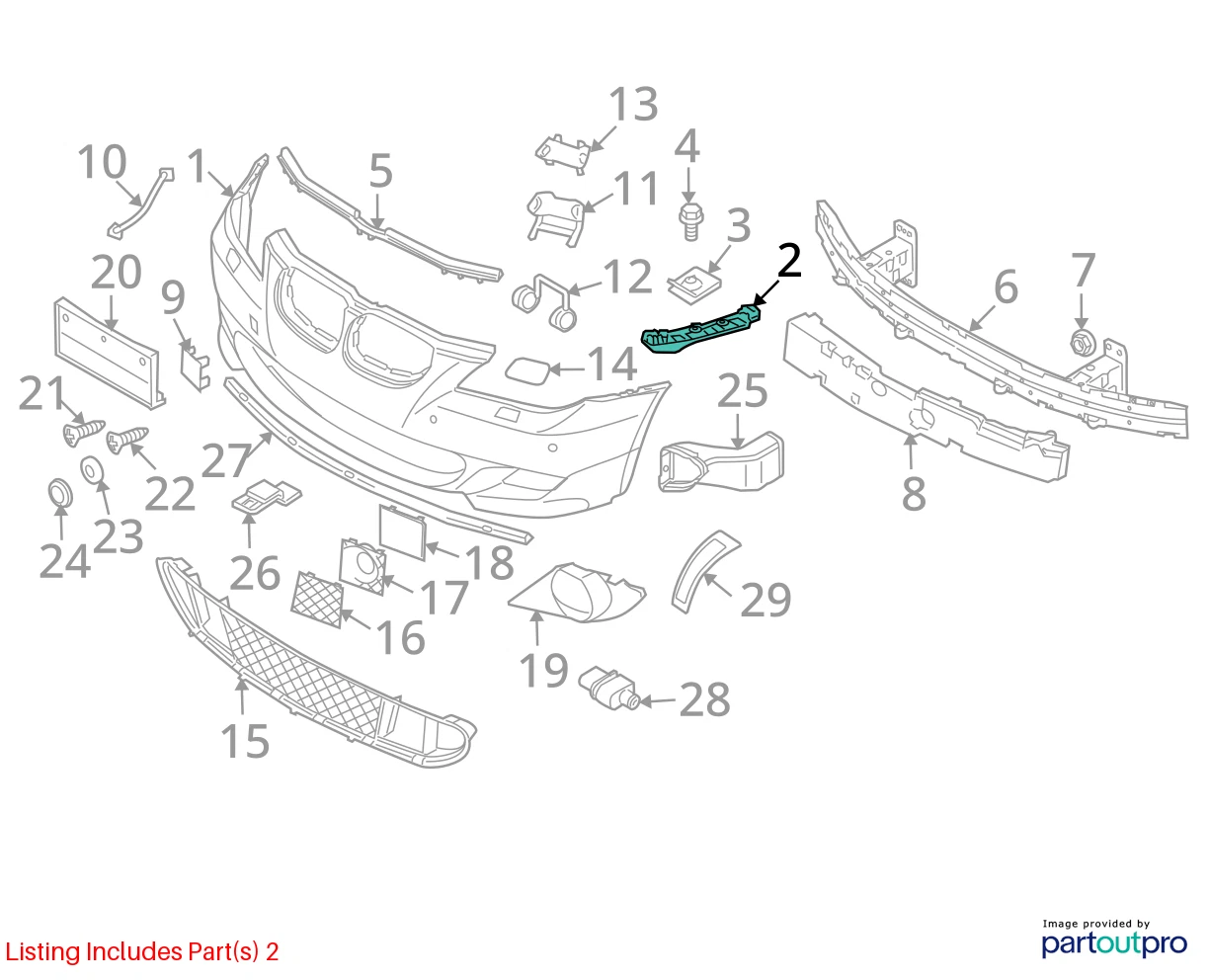 2004-2007 BMW 530I 525I FRONT LEFT SIDE BUMPER PANEL SUPPORT BRAKET 5111-7033705