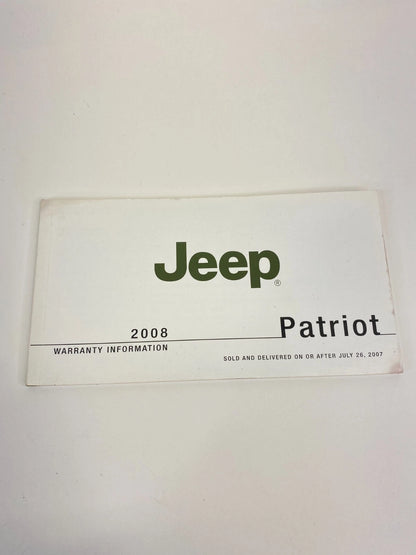 2008 JEEP PATRIOT OWNERS MANUAL GUIDE WARRANTY INFORMATION BOOK W/ CASE OEM