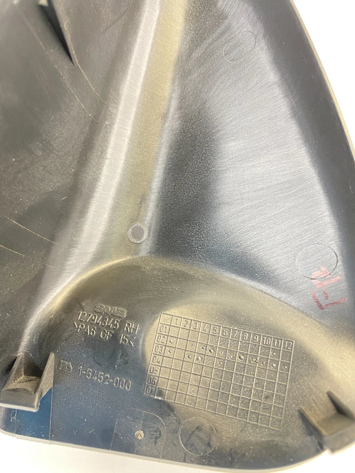 03-11 SAAB 9-3 FRONT RIGHT SIDE DOOR INTERIOR MIRROR CORNER TRIM COVER 12794345