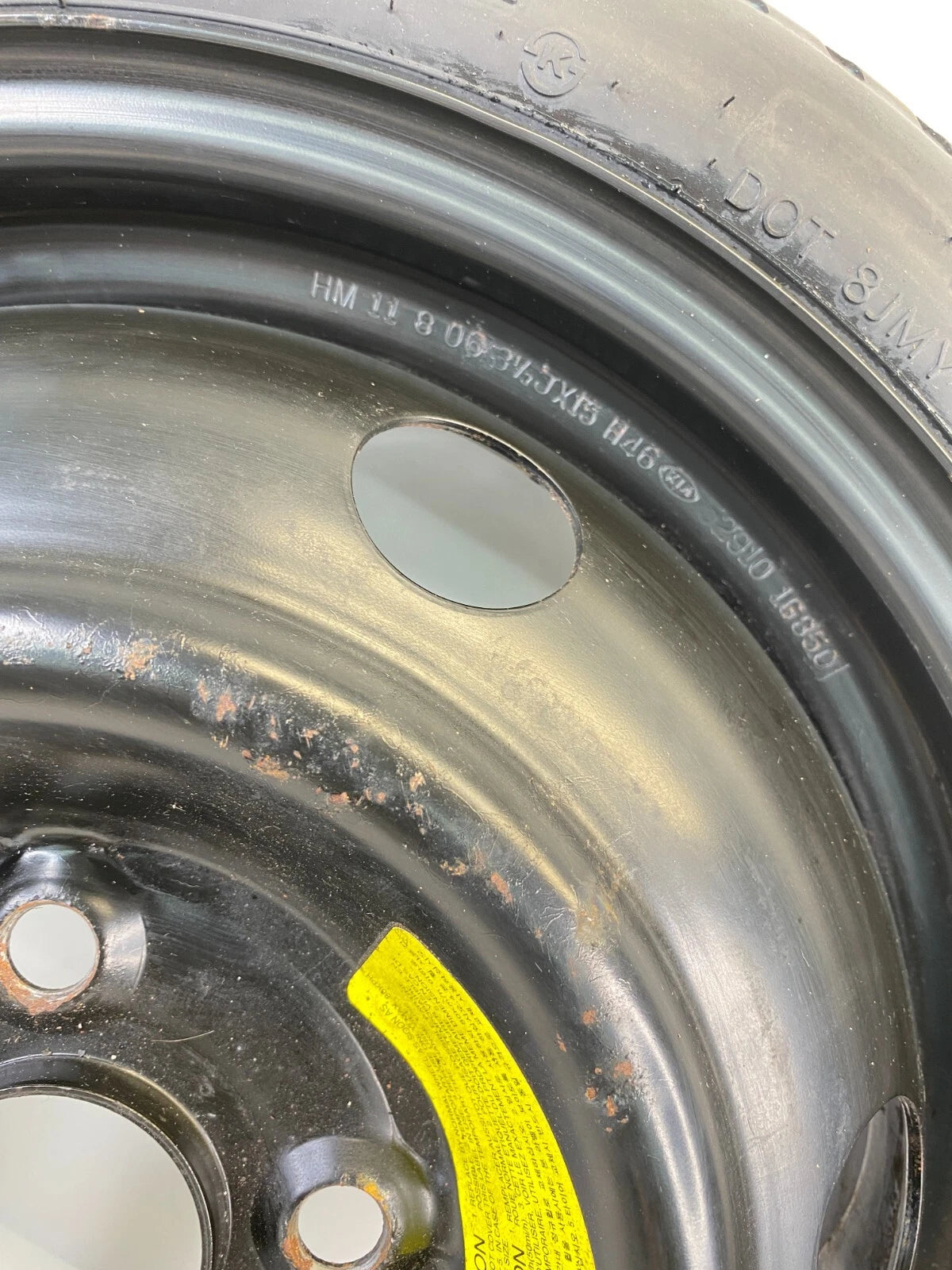 2006-2011 HYUNDAI ACCENT EMERGENCY SPARE TIRE WHEEL COMPACT DONUT T115/70D15 90M