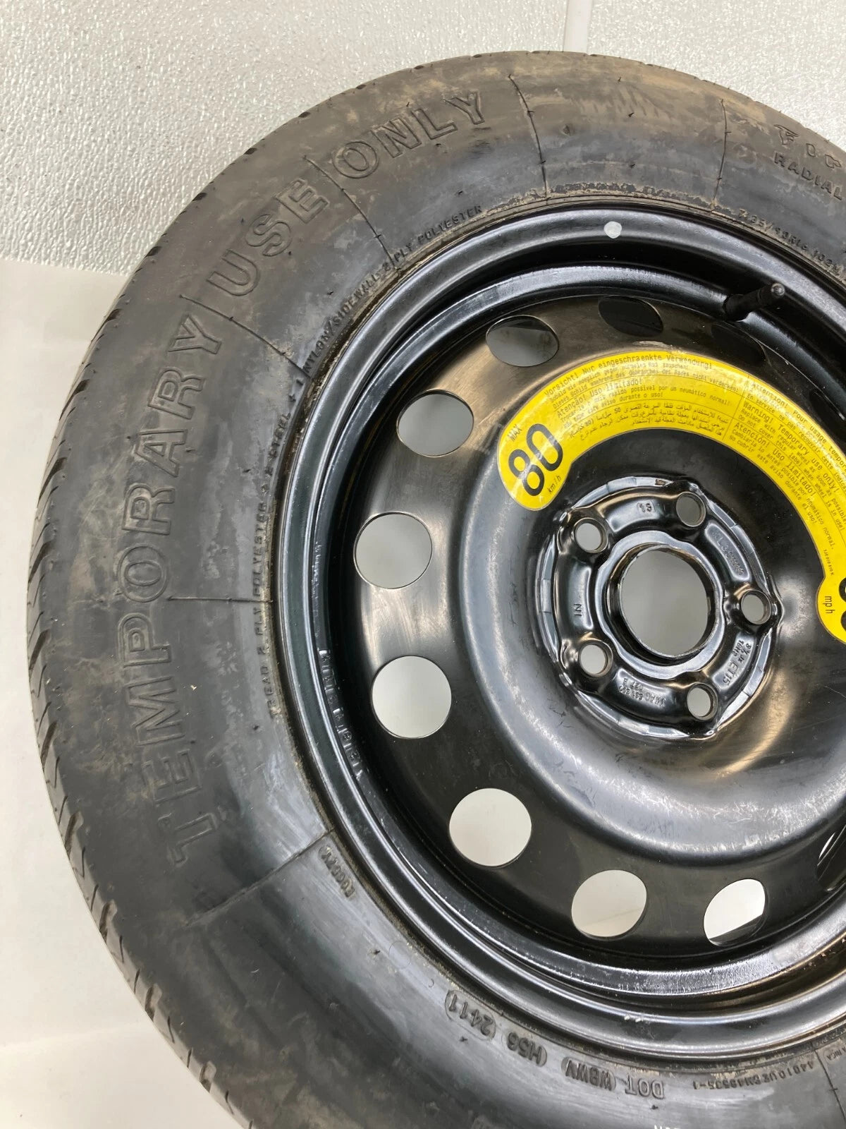 2012-2015 VOLKSWAGEN PASSAT SEDAN 4-DR EMERGENCY INFLATABLE SPARE TIRE 135/90D16