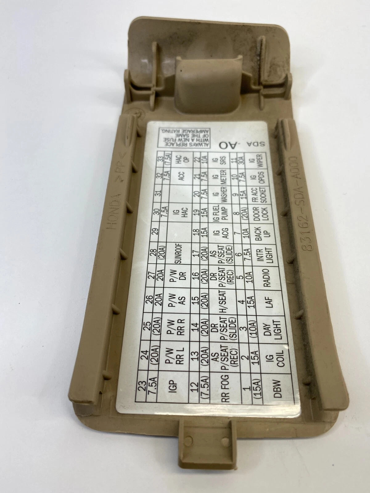2003-2007 HONDA ACCORD INTERIOR FUSE BOX LID DOOR COVER PANEL 83162SDAA000 OEM