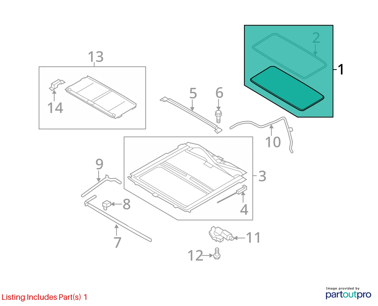 1997-2017 FORD EXPEDITION FRONT MOON ROOF SUNROOF SUN ROOF GLASS ASSEMBLY OEM