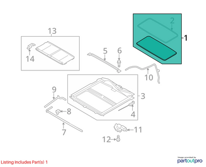 1997-2017 FORD EXPEDITION FRONT MOON ROOF SUNROOF SUN ROOF GLASS ASSEMBLY OEM