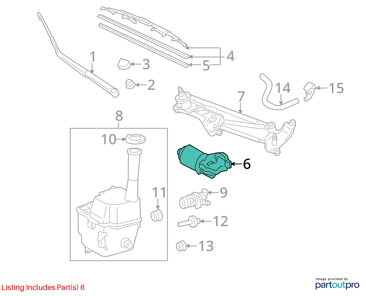 2004-2010 TOYOTA SIENNA FRONT WINSHIELD WIPER MOTOR W/ TRANSMISSION LINKAGE OEM