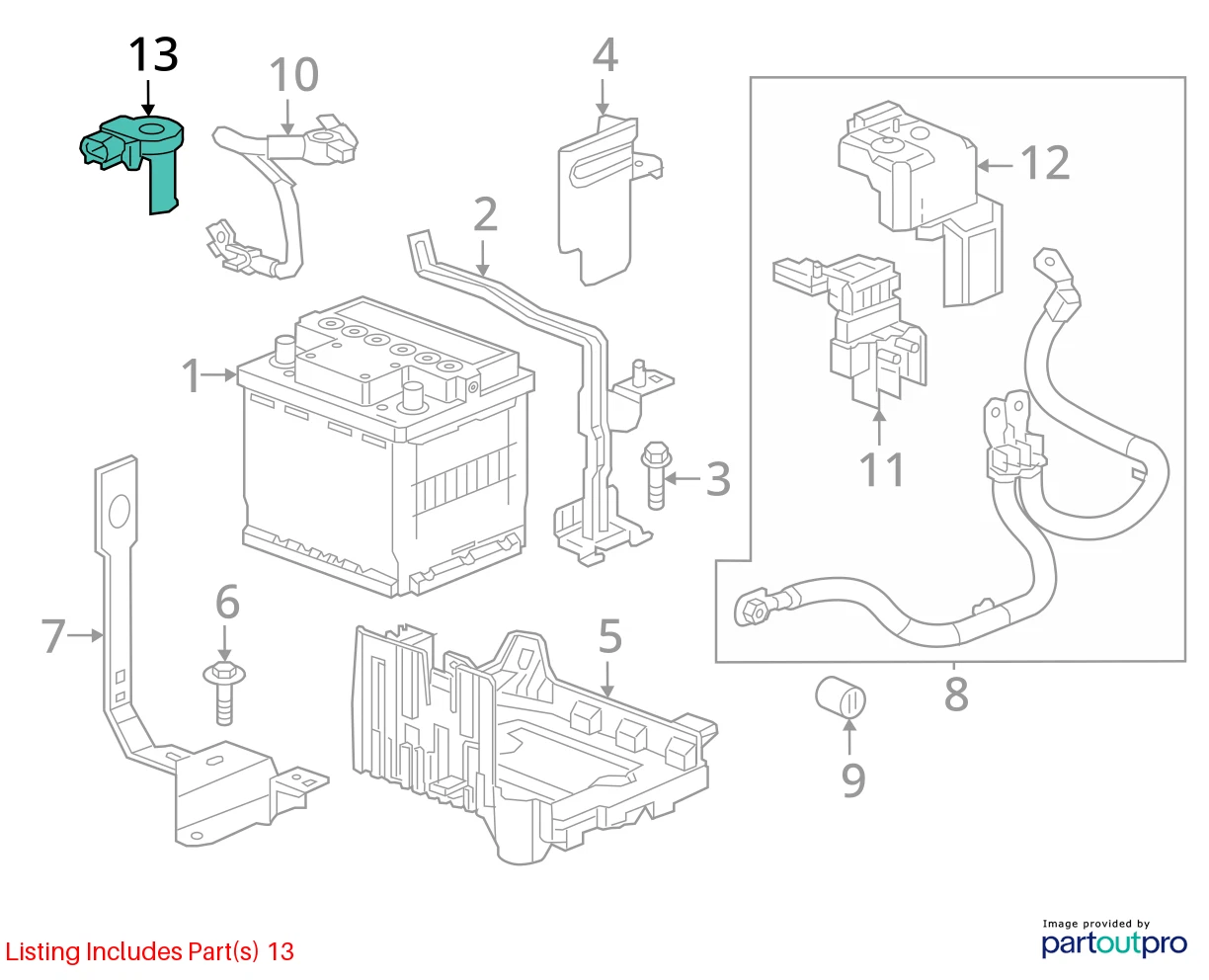 2011-2016 CHEVROLET CRUZE 1.4L BATTERY CURRENT SENSOR OEM FACTORY 13505369