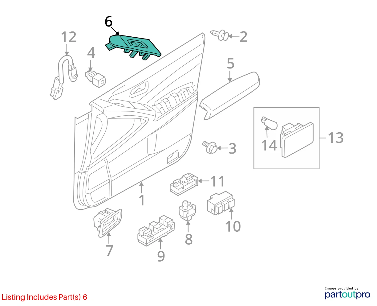 2009-2014 NISSAN MURANO DRIVER LEFT MASTER & LOCK SWITCH W/ BEZEL 809611AA6A OEM