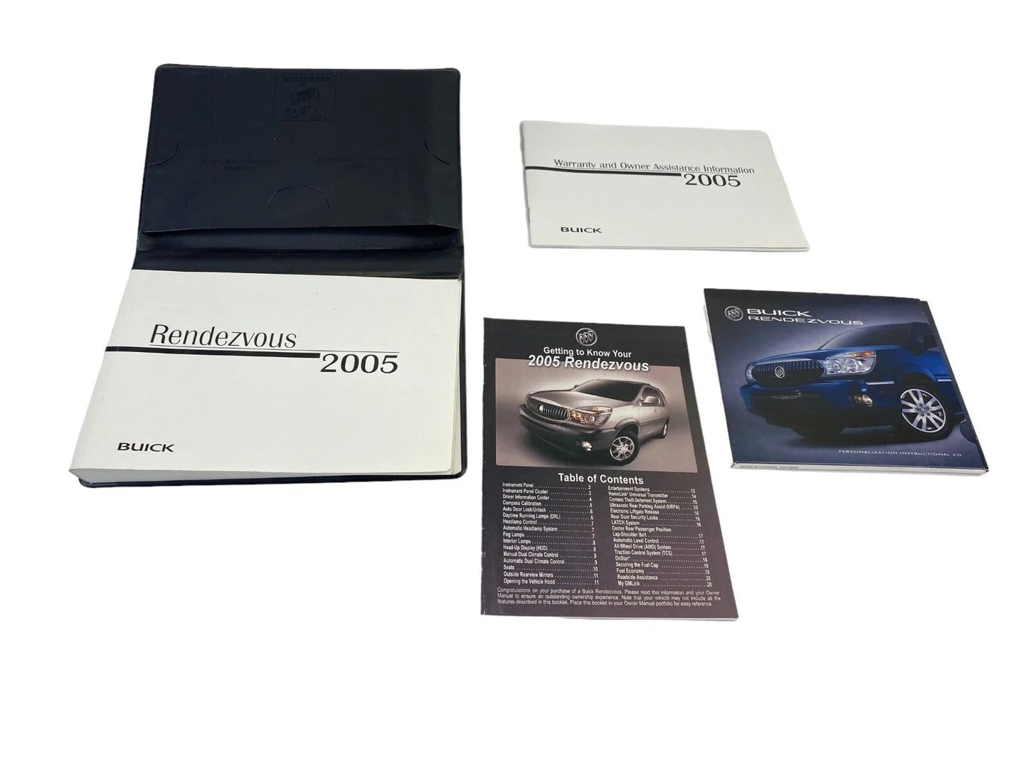 2005 BUICK RENDEZVOUS OWNERS MANUAL WARRANTY BOOK W/ CASE & CD