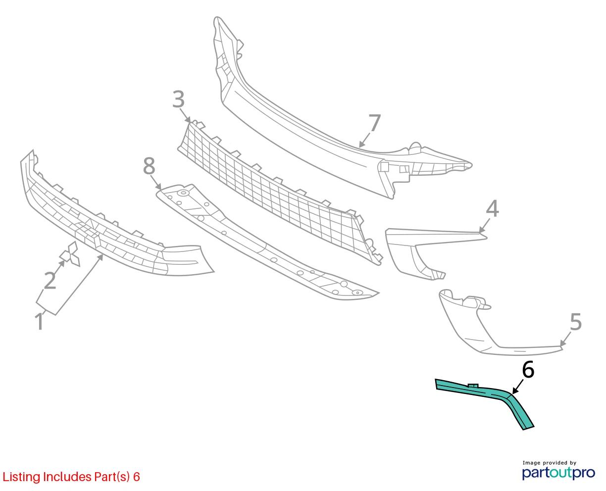 2016-2019 MITSUBISHI OUTLANDER SPORT FRONT LEFT LOWER BUMPER MOLDING GARNISH OEM