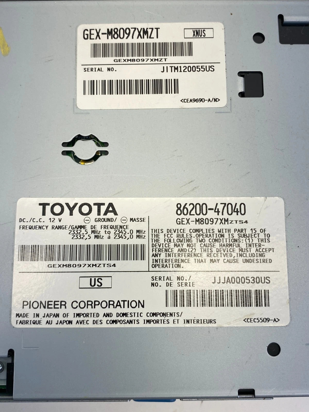 2010-2011 TOYOTA PRIUS RADIO SATELLITE RECEIVER XM MODULE OEM 86200-47040
