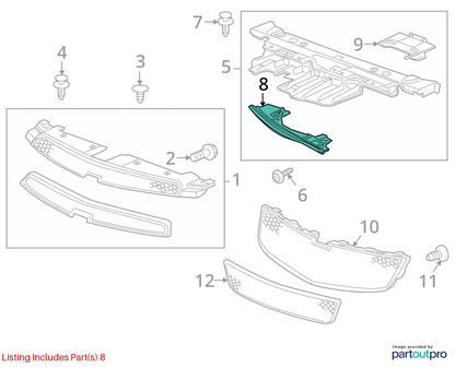 11-14 CHEVROLET CRUZE FRONT UPPER RADIATOR SPLASH SHIELD GUARD COVER 96981604