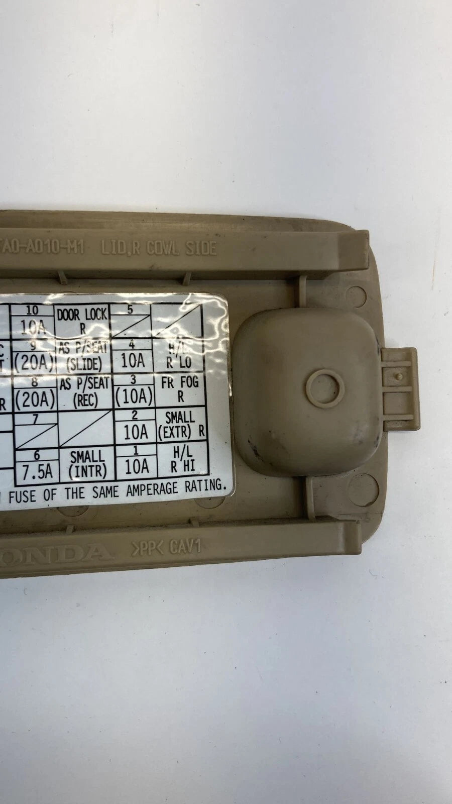 08-12 HONDA ACCORD RIGHT DASH INTERIOR FUSE BOX FUSEBOX LID DOOR 83112TA0A010