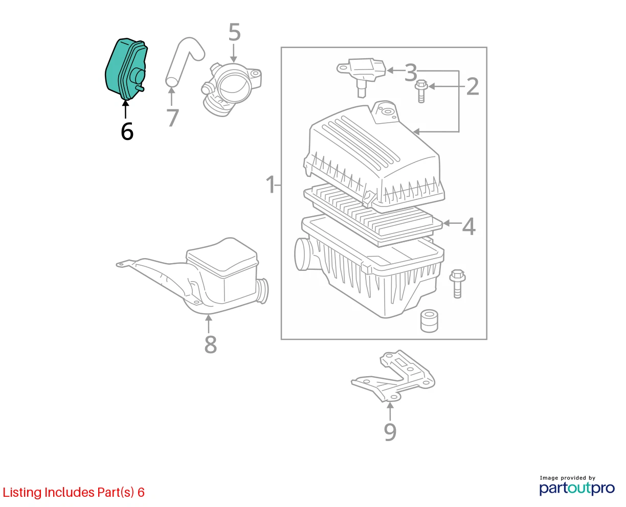 2007-2011 TOYOTA CAMRY 2.4L ENGINE AIR INTAKE RESONATOR 17893-0H010 OEM