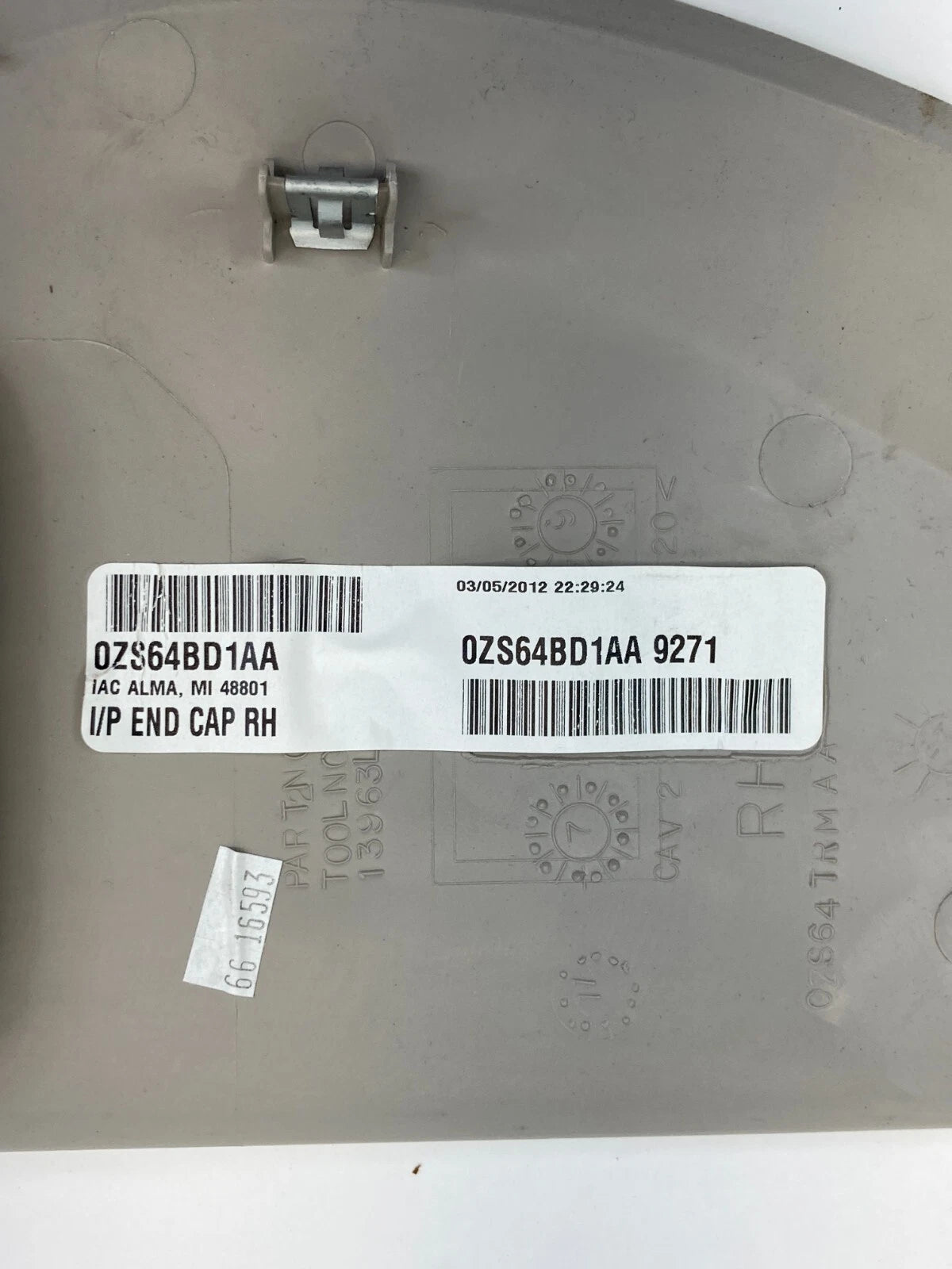12-15 RAM CARGO VAN FRONT RIGHT SIDE DASH END CAP COVER TRIM PANEL 0ZS64BD1AA