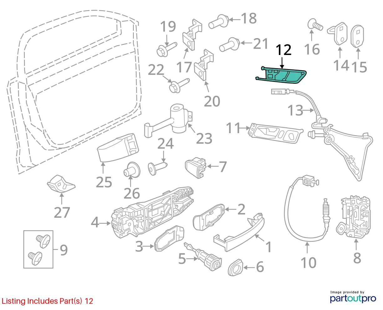 11-18 VOLKSWAGEN JETTA FRONT LEFT INTERIOR DOOR HANDLE W/ LOCK SWITCH 5C6837197A