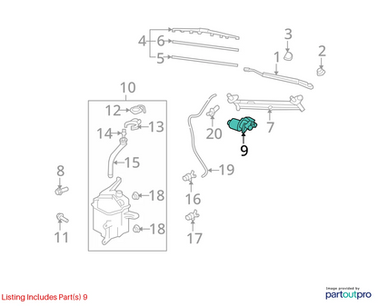 2008-2015 SCION XB FRONT WINDSHIELD WIPER MOTOR W/ LINKAGE 85110-60400 OEM