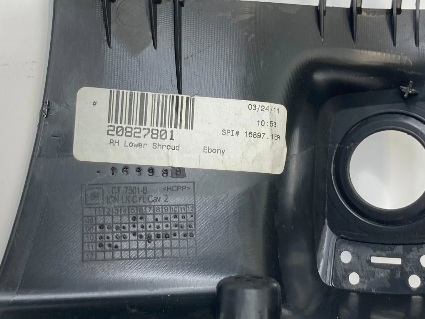2007-2016 GMC ACADIA IGNITION LOCK CYLINDER OPENING COLUMN TRIM COVER 20827801