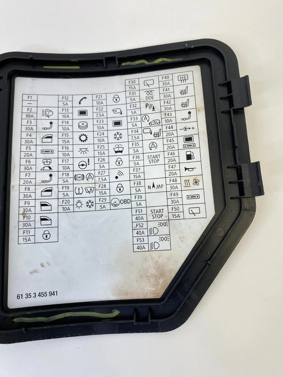 07-13 MINI COOPER INTERIOR GLOVE BOX FUSE PANEL ACCESS COVER LID 61353455941 OEM