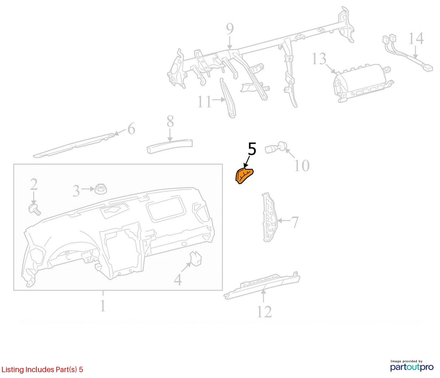 2006-2015 LEXUS IS250 FRONT RIGHT PASSENGER DASH DEFROST DEFOGGER VENT GRILLE