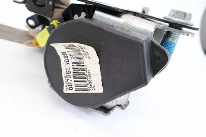 06-11 KIA RIO FRONT LEFT DRIVER SEAT BELT RETRACTOR WITH B-PILLAR TRIM BEIGE OEM