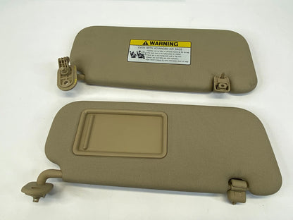 14-17 HYUNDAI ACCENT SUNVISOR SUN VISORS SHADE PAIR SET LH RH TAN W/ MIRROR OEM