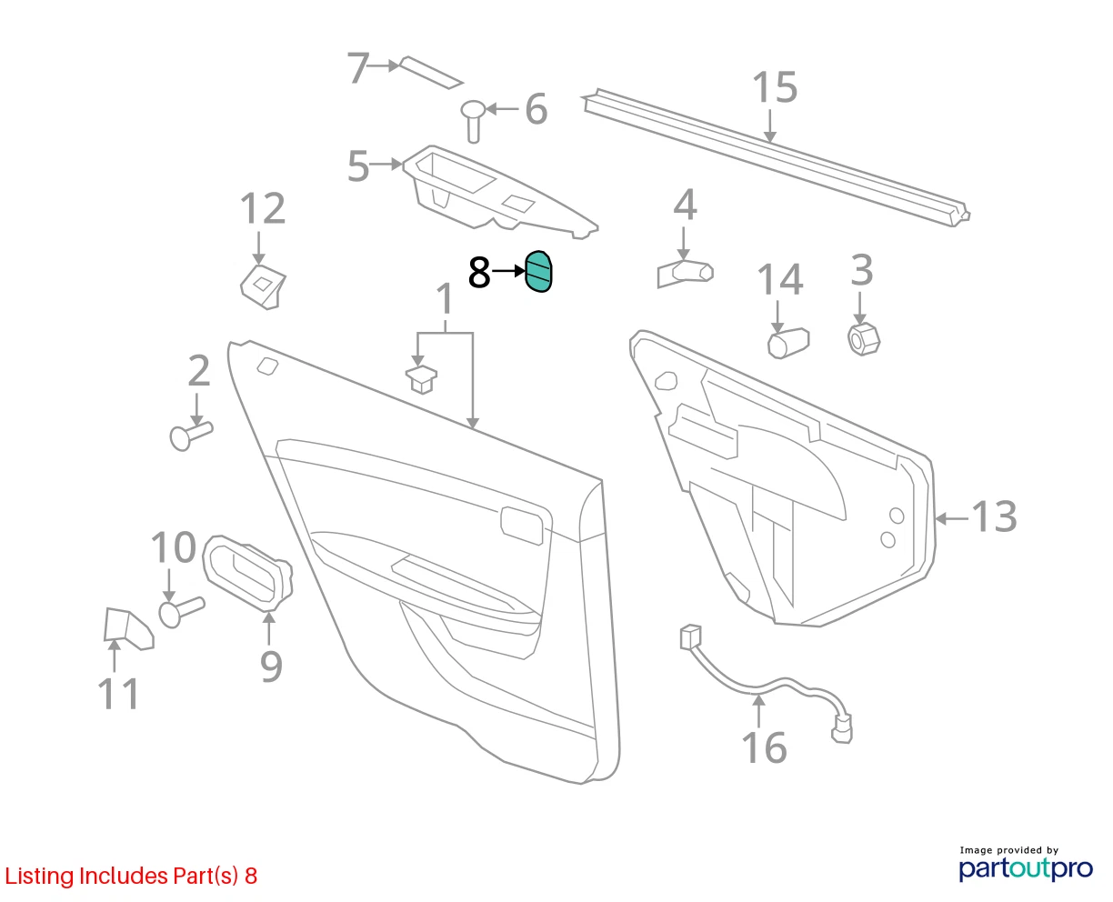 07-09 SATURN AURA REAR LEFT DRIVER SIDE POWER DOOR WINDOW SWITCH 22627386 OEM