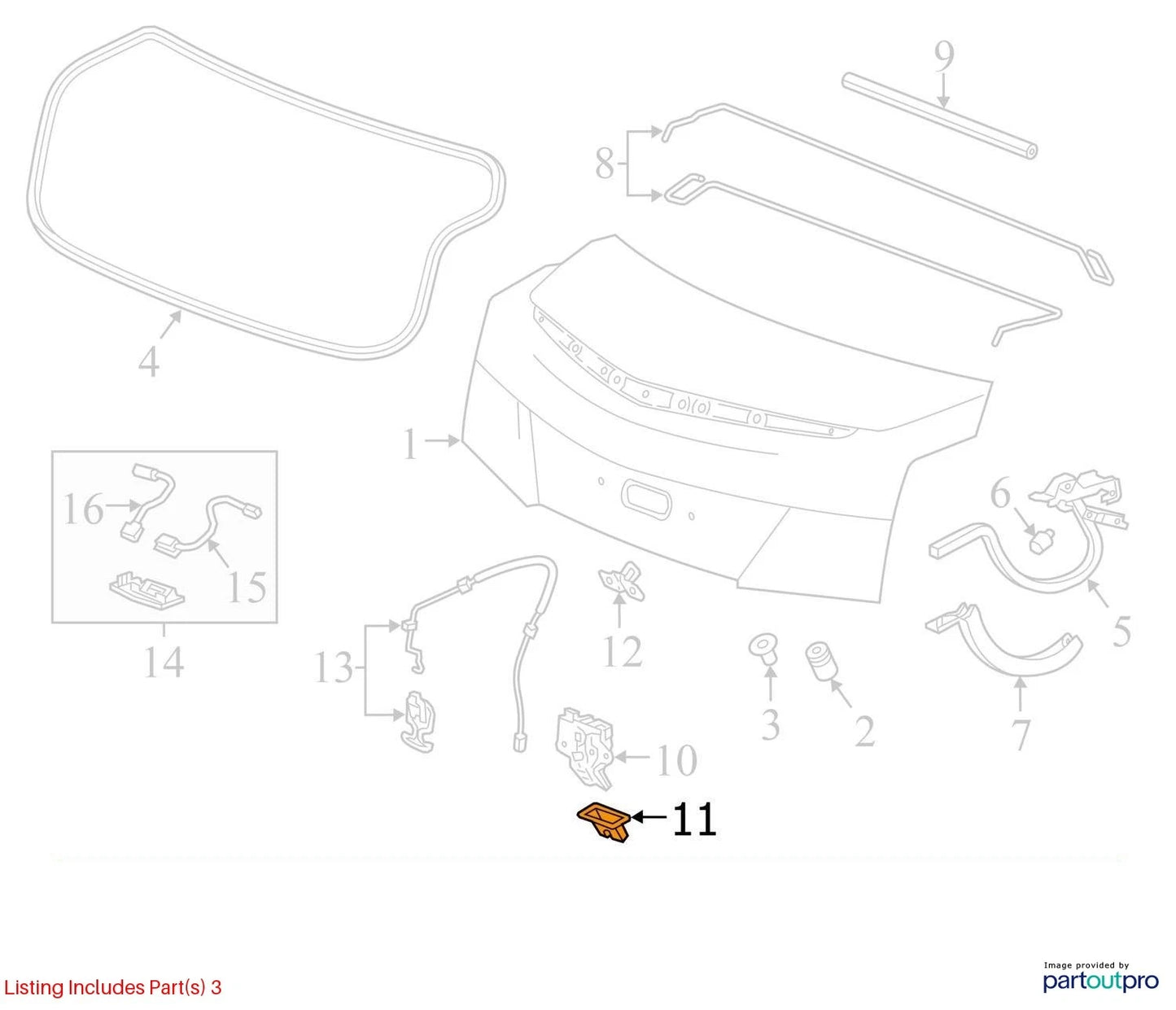 2013-2022 CHEVY MALIBU 11-17 REGAL REAR TRUNK DECK LID LOCK LATCH COVER TRIM OEM