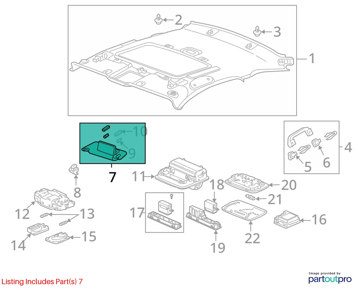 2008-2012 HONDA ACCORD LEFT & RIGHT SIDE SUNVISOR SUN VISOR SET W LIGHTS