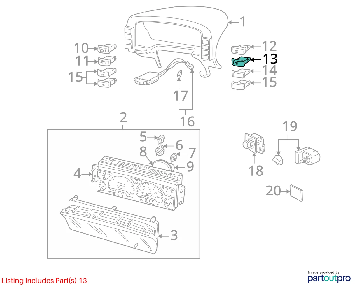 1999-2002 LAND ROVER DISCOVERY REAR WINDOW WIPER SWITCH BUTTON YUE100600 OEM