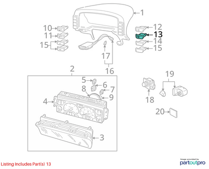 1999-2002 LAND ROVER DISCOVERY REAR WINDOW WIPER SWITCH BUTTON YUE100600 OEM