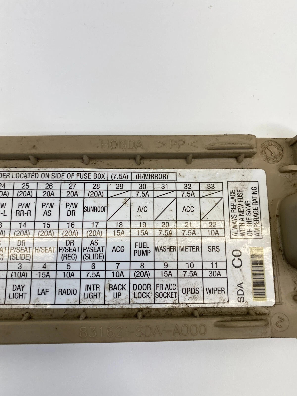 2003-2007 HONDA ACCORD LEFT LOWER FUSE BOX COVER LID BEZEL TRIM 83162-SDA-A000