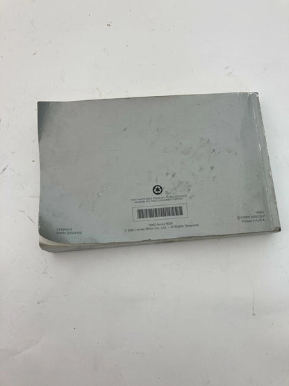 02 2002 ACURA MDX OWNER'S MANUAL GUIDE BOOK OEM