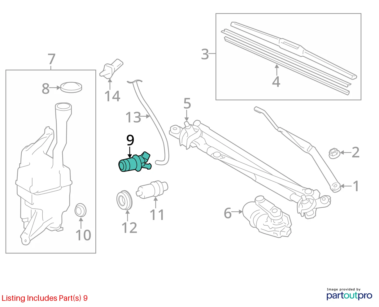 2014-2019 TOYOTA COROLLA WINDSHIELD WASHER PUMP MOTOR ASSEMBLY 85330-60190 OEM