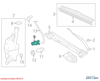 2014-2019 TOYOTA COROLLA WINDSHIELD WASHER PUMP MOTOR ASSEMBLY 85330-60190 OEM
