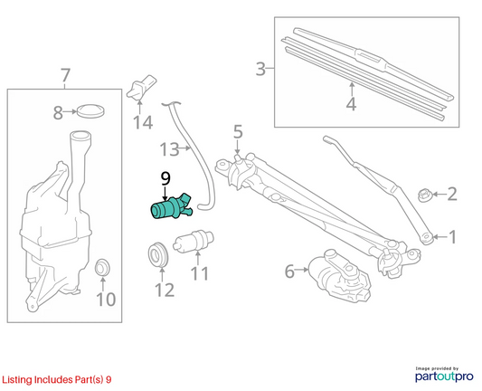 2014-2019 TOYOTA COROLLA WINDSHIELD WASHER PUMP MOTOR ASSEMBLY 85330-60190 OEM